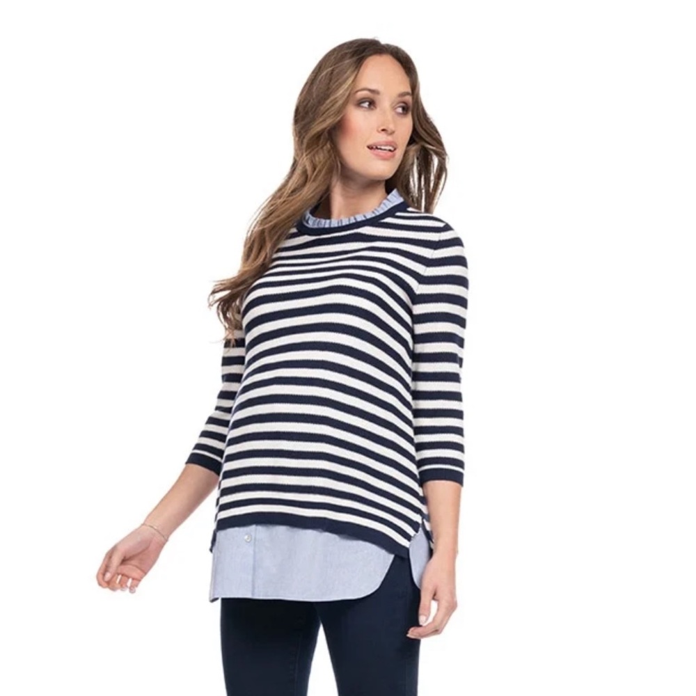 Seraphine Janice Striped Maternity & Nursing Sweater - Medium